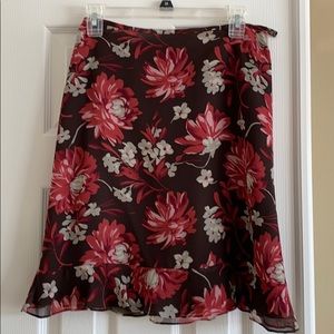 Brown skirt with grey and pink flowers